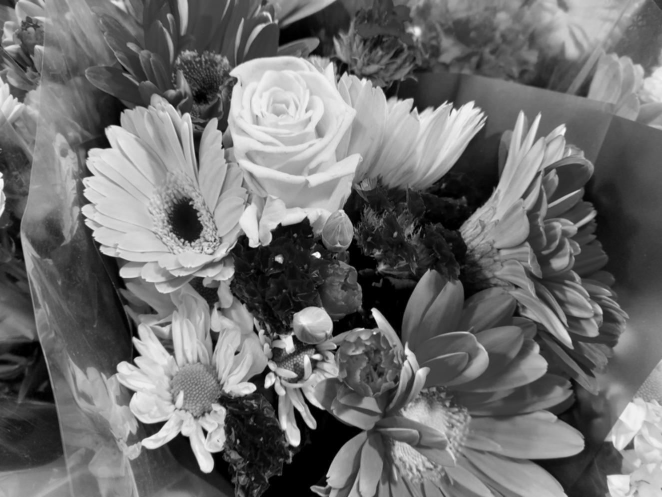 Arbeitsbereich von Elena Rosenberg mit floralen Arrangements und Designmaterialien